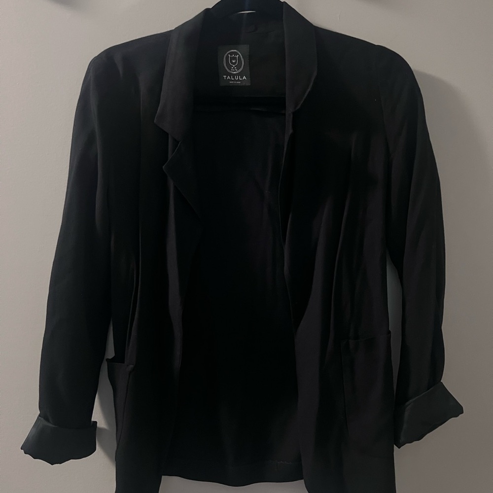 Talula Black Open-Front Blazer Jacket